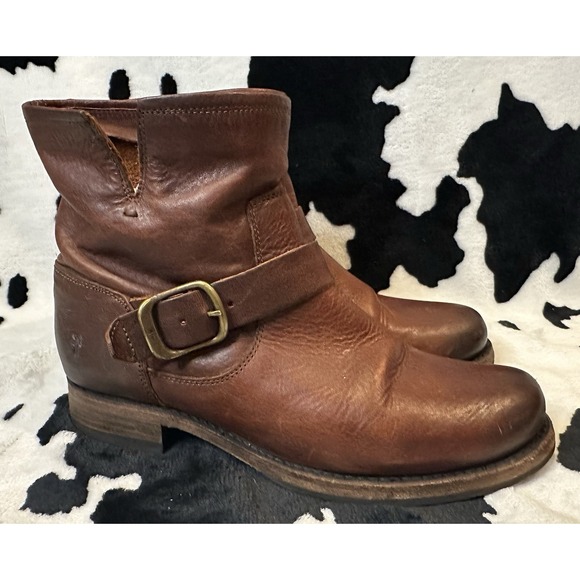 FRYE Women's Veronica Leather Short Bootie Size 8.5 In Redwood - Picture 4 of 8